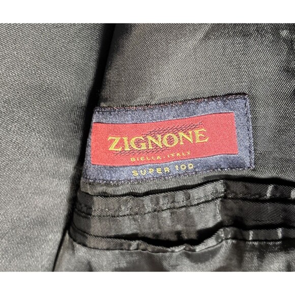 Zanieri Zignone Super 100 Wool Tuxedo 2‎ Piece Men’s Size 42R/30W Black Wedding - Picture 11 of 16